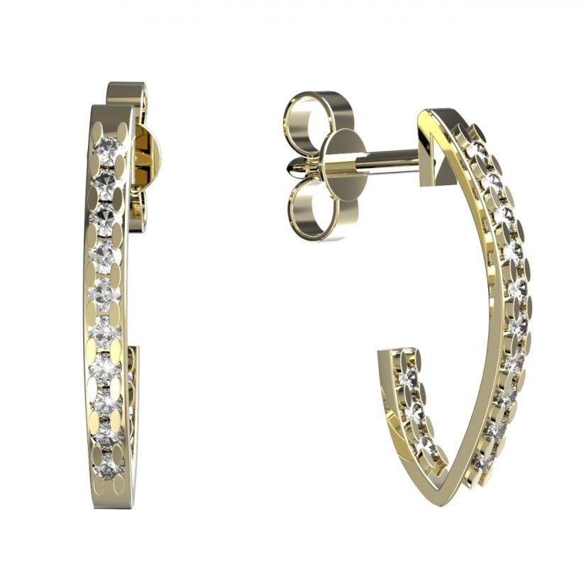 BG zlaté náušnice s diamanty 1362 Žluté zlato - 585 Diamant lab-grown