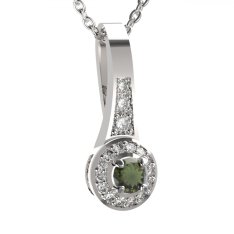 BG vltavínový přívěs ktlhového tvatl 651 Bílé zlato - 585 Vltavín a diamant