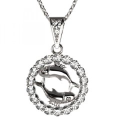 BG zlatý diamantový přívěšek Ryby 044 Bílé zlato - 585 Diamant lab-grown