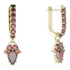 BG kapkovité náušnice 258-94 Stříbro 925 - pozlacené Granát
