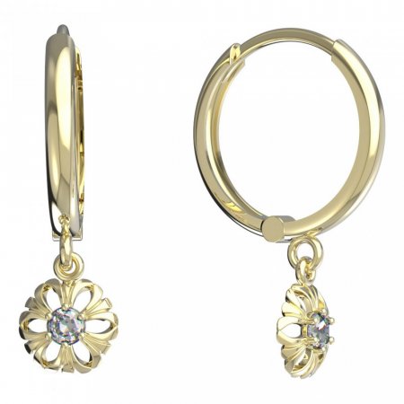 BeKid, Gold kids earrings -607 - Switching on: Brizura 0-3 roky, Metal: Yellow gold 585, Stone: White cubic zircon