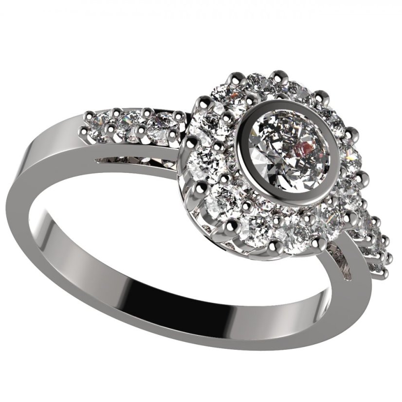BG zlatý prstýnek 750 Bílé zlato - 585 Diamant