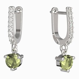 BG zlaté náušnice 783 Bílé zlato - 585 Zelený kubický zirkon