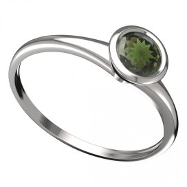 BG vltavínový prsten 557I Bílé zlato - 585 Vltavín