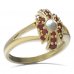 BG prsten s přírodní perlou 537-V - Kov: Žluté zlato 585, Kámen: Granát a perla