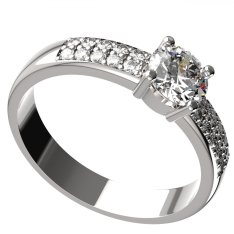 BG zlatý prstýnek s diamanty 726 Bílé zlato - 585 Diamant lab-grown