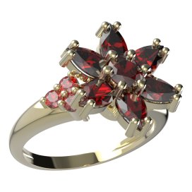 BG prsten ve tvaru hvězdym 520-U Stříbro 925 - pozlacené Granát