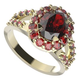 BG prstýnek 728 Stříbro 925 - pozlacené Granát
