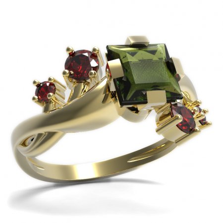BG prsten s čtvercovým kamenem 496-P - Kov: Stříbro 925 - rhodium, Kámen: Granát