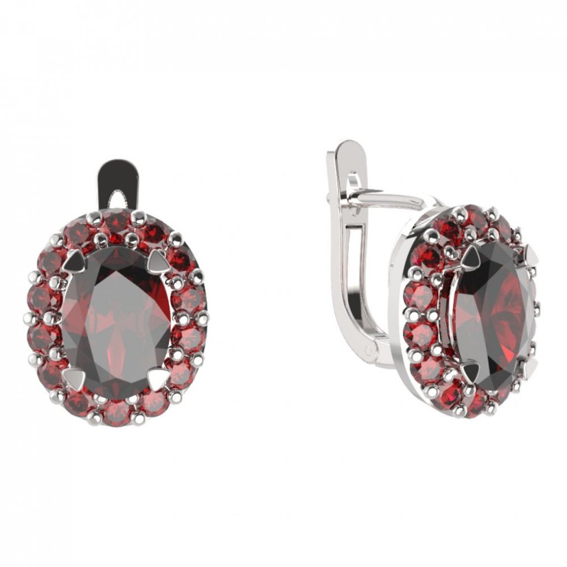 BG  náušnice 728 Stříbro 925 - rhodium Granát