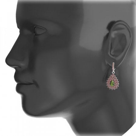 BG drop stone earring 187-96 - Metal: Silver 925 - rhodium, Stone: Garnet