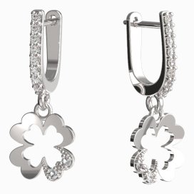 BG zlaté náušnice čtyřlístek 1171 Bílé zlato - 585 Diamant
