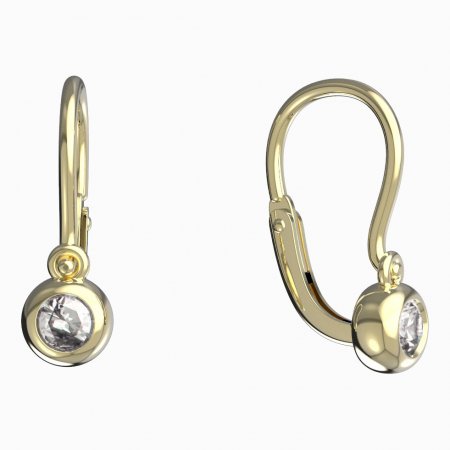 BeKid, Gold kids earrings -101 - Switching on: Brizura 0-3 roky, Metal: Yellow gold 585, Stone: White cubic zircon
