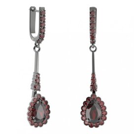 BG náušnice s centrálním kapkovitým kamenem 519-B94 Stříbro 925 - ruthenium (30-90dní) Granát