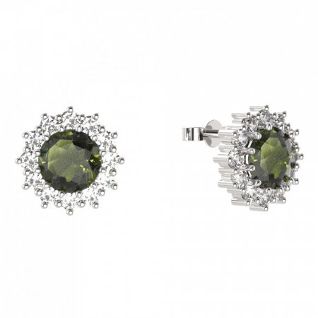 BG earring circular -  098 - Metal: Silver 925 - rhodium, Stone: Garnet