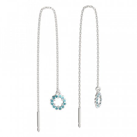 BeKid, Gold kids earrings -855 - Switching on: Chain 9 cm, Metal: White gold 585, Stone: Light blue cubic zircon