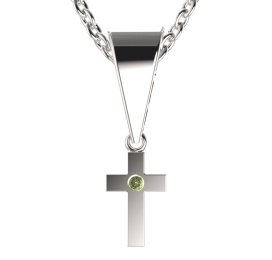 BG zlatý přívěšek křížek 1105 Bílé zlato - 585 Zelený kubický zirkon