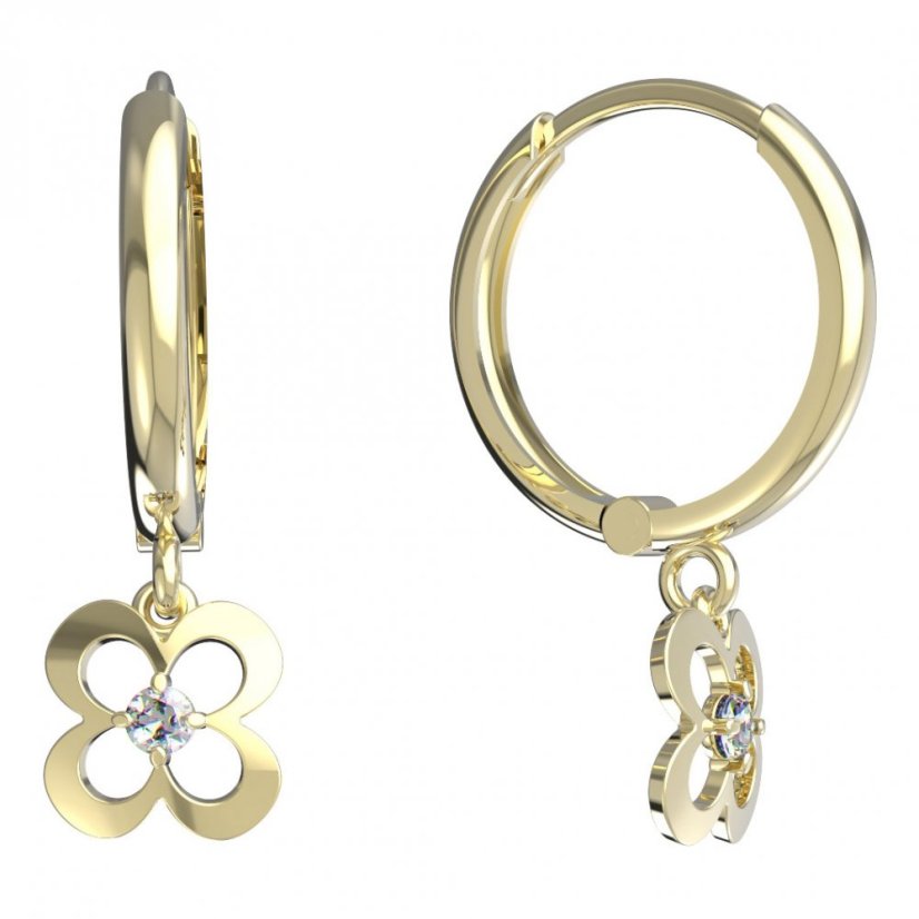 BG zlaté náušnice čtyřlístek 829 Bílé zlato - 585 Diamant