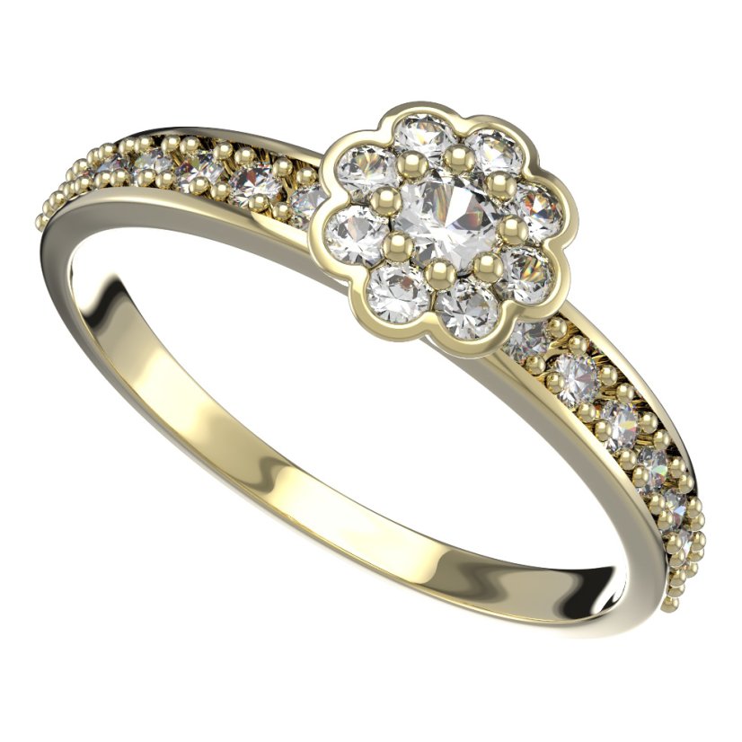 BG zlatý prstýnek 552 E Žluté zlato - 585 Diamant