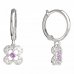 BeKid, Gold kids earrings -830 - Switching on: Circles 12 mm, Metal: White gold 585, Stone: Pink cubic zircon