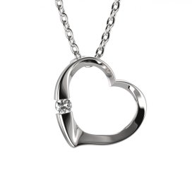 BeKid dětský přívěšek srdíčko 004 Bílé zlato - 585 Diamant