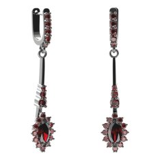 BG náušnice s centrálním oválným kamenem 504-B93 Stříbro 925 - ruthenium (30-90dní) Granát