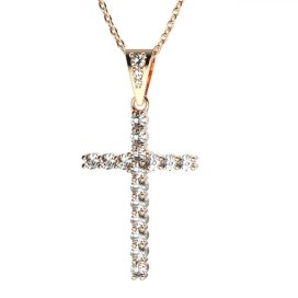 BG zlatý diamantový přívěšek křížek 259 Růžové zlato 585 (30-90dní) Diamant lab-grown