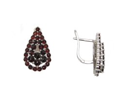 BG náušnice s přírodním granátem z Čech  063 Bílé zlato - 585 Granát