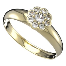 BG zlatý prstýnek 552 T Žluté zlato - 585 Diamant