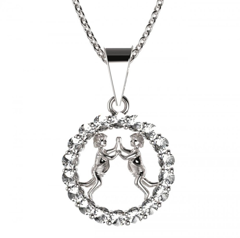 BG zlatý přívěšek Blíženci 044 Bílé zlato - 585 Diamant