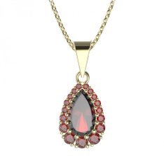 BG přívěs kapkovitého tvaru 633-0 Stříbro 925 - pozlacené Granát