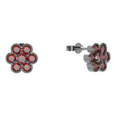 BG náušnice kulaté -  140 Stříbro 925 - ruthenium (30-90dní) Granát