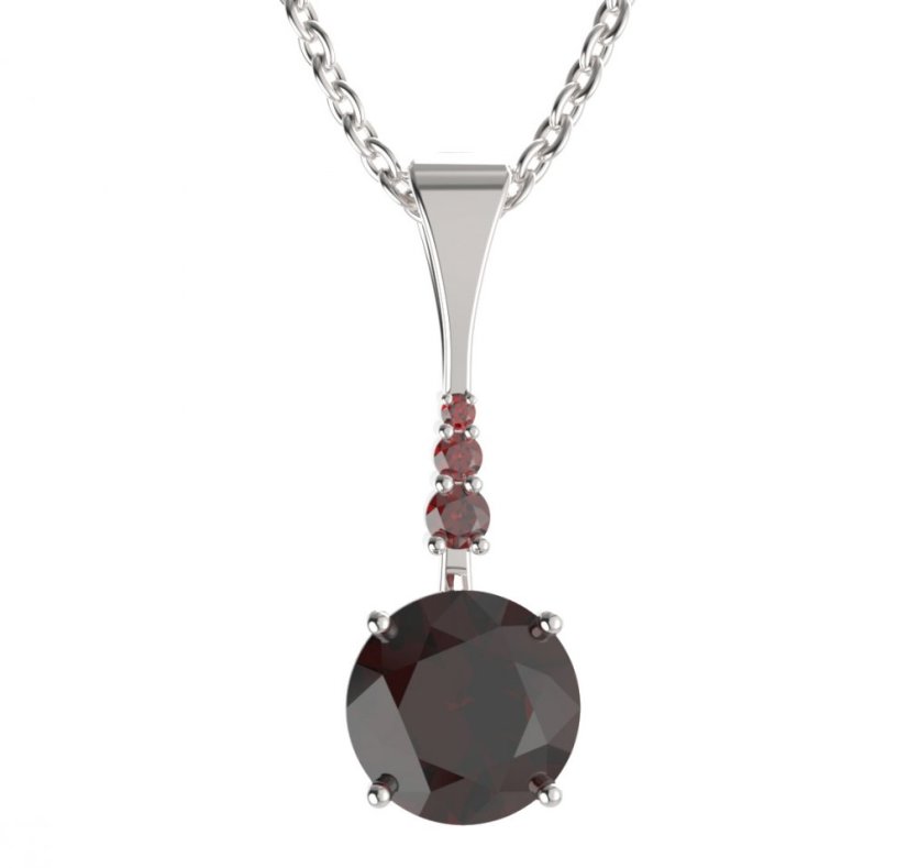 BG přívěs kruhového tvaru 475-B Stříbro 925 - rhodium Granát