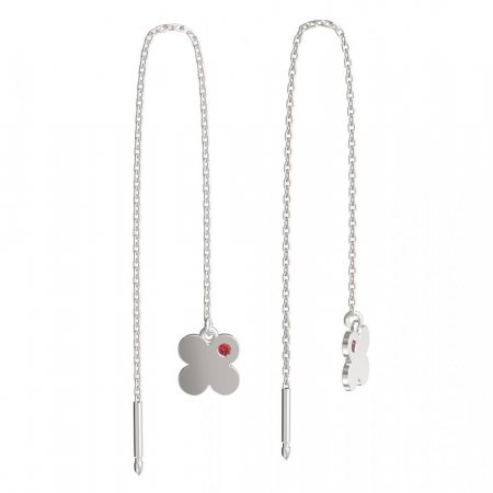 BeKid, Gold kids earrings -828 - Switching on: Chain 9 cm, Metal: White gold 585, Stone: Red cubic zircon