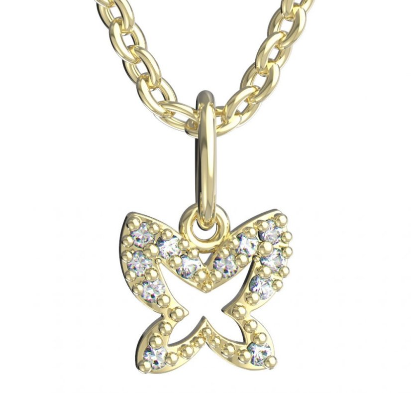 BeKid dětský přívěšek  motýlek 846 Žluté zlato - 585 Diamant