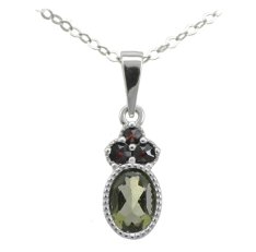 BG přívěs s českým granátem  740 Stříbro 925 - rhodium Vltavín a granát