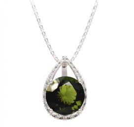 BG přívěs kruhového tvaru 475-90 Stříbro 925 - rhodium Vltavín a  kubický zirkon