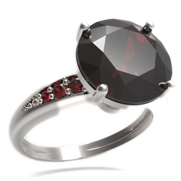 BG prsten kulatý kámen 475-J Stříbro 925 - rhodium Granát