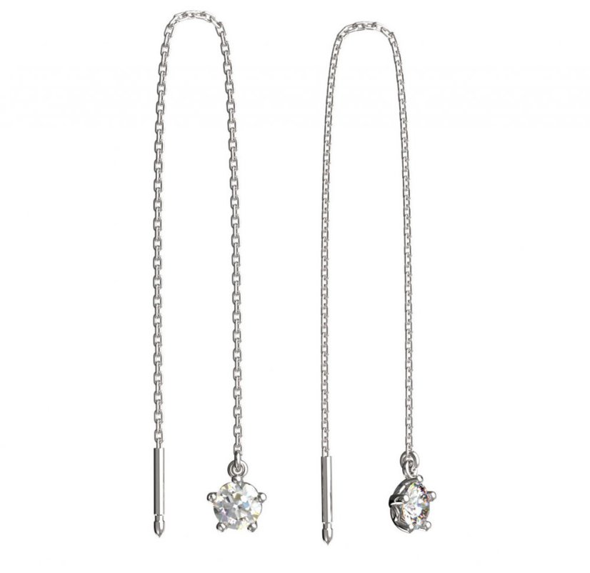 BG zlaté náušnice 874 Bílé zlato - 585 Diamant