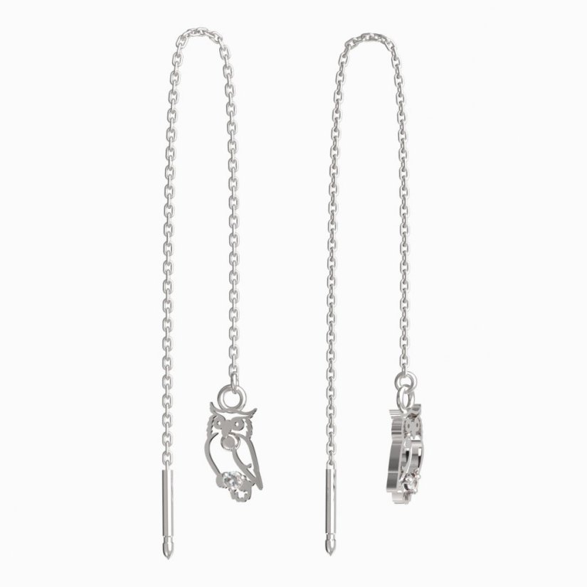 BeKid dětské náušnice sovička 1185 Bílé zlato - 585 Diamant