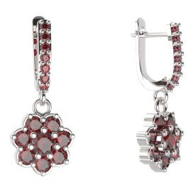 BG kulaté náušnice 456-84 Stříbro 925 - rhodium Granát
