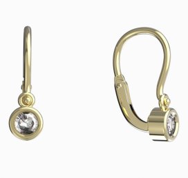 BeKid dětské náušnice 768 Žluté zlato - 585 Bílý kubický zirkon