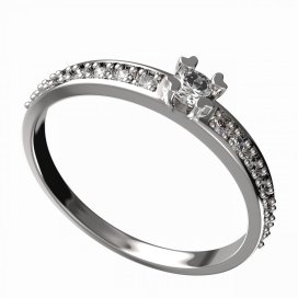 BG zlatý diamantový prstýnek 883 E Bílé zlato - 585 Diamant lab-grown