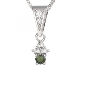 BG přívěs 159-1 Stříbro 925 - rhodium Vltavín a  kubický zirkon