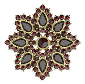 BG brož 203 Žluté zlato - 585 Granát