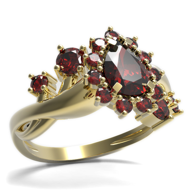 BG prsten s kapkovitým kamenem 509-P Stříbro 925 - pozlacené Granát
