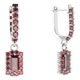 BG obdelníkové náušnice 431-94 Stříbro 925 - rhodium Granát
