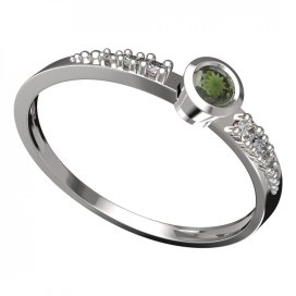 BG vltavínový prsten 551D Bílé zlato - 585 Vltavín a diamant