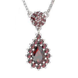 BG náhrdelník s přírodním granátem z Čech  956 Stříbro 925 - rhodium Granát