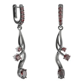 BG náušnice s centrálním oválným kamenem 477-P93 Stříbro 925 - ruthenium (30-90dní) Granát